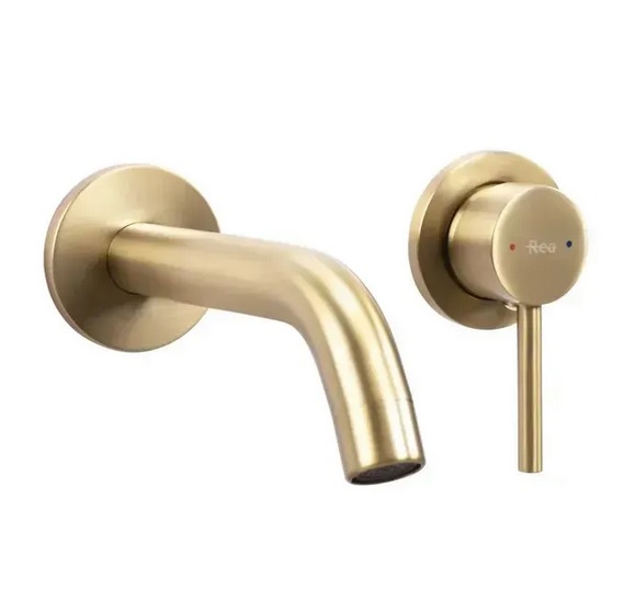 Смеситель для раковины Rea Owen настенный однорычажный матовое золото REA-B5334
