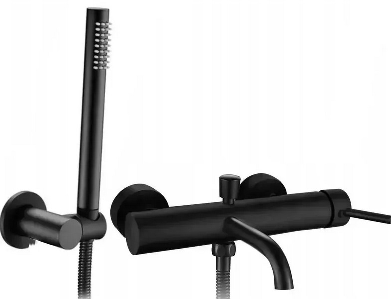 Смеситель для ванной Rea Lungo однорычажный с душевым гарнитуром черный REA-B6634