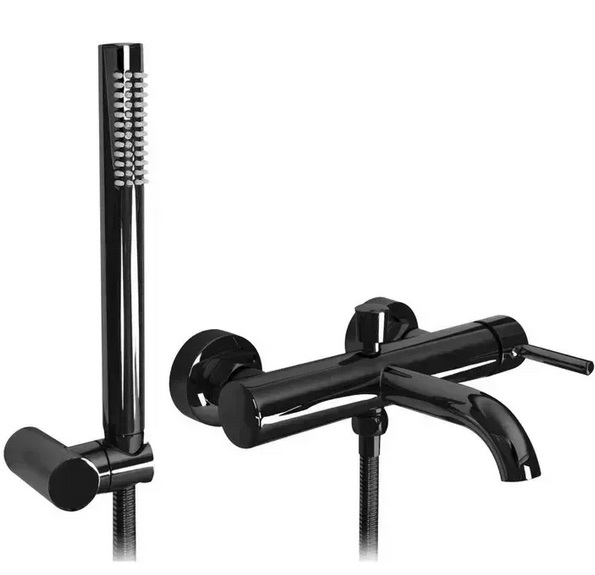 Змішувач для ванної кімнати Rea Lungo одноважільний з душовим гарнітуром чорний глянсовий REA-B4422