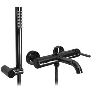 Смеситель для ванной Rea Lungo однорычажный с душевым гарнитуром черный глянцевый REA-B4422