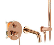 Смеситель для ванной Rea Lungo однорычажный с душевым гарнитуром розовое золото REA-B6930