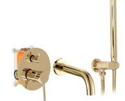 Смеситель для ванной Rea Lungo однорычажный с душевым гарнитуром золото REA-P4563