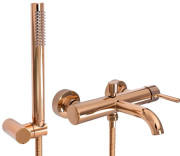 Змішувач для ванної кімнати Rea Lungo одноважільний з душовим гарнітуром рожеве золото REA-B6695