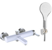 Смеситель для ванной Rea Polo однорычажный с душевым гарнитуром белый/хром REA-B9943