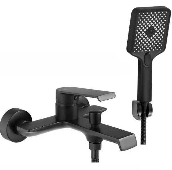 Смеситель для ванной Rea Hass однорычажный с душевым гарнитуром черный REA-B9967