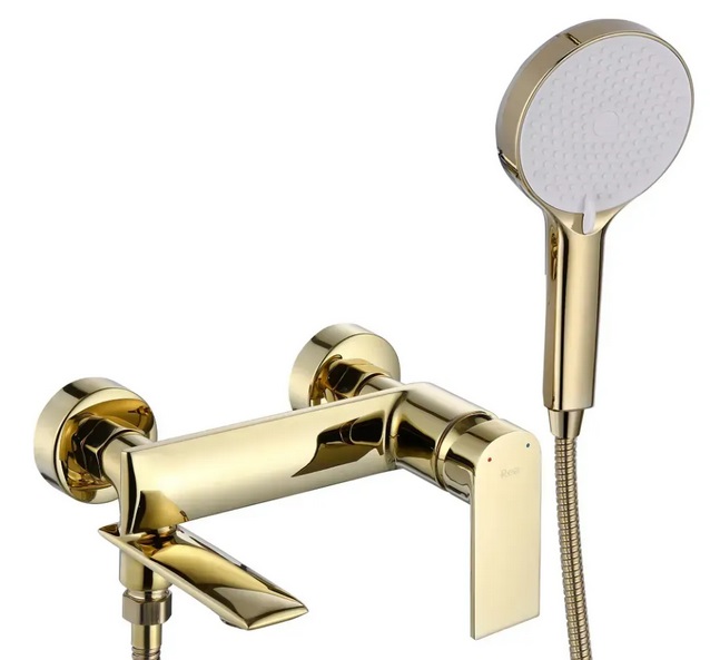 Смеситель для ванной Rea Veneta однорычажный с душевым гарнитуром золото REA-B6422