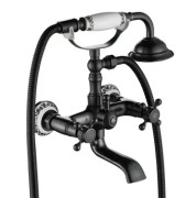 Смеситель для ванной Rea Rustico двухвентильный с душевым гарнитуром черный REA-B0701