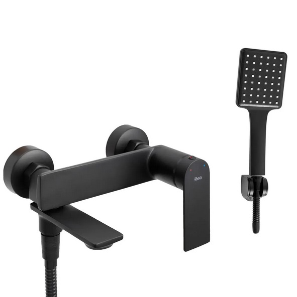 Змішувач для ванної кімнати Rea Storm одноважільний з душовим гарнітуром чорний REA-B9989