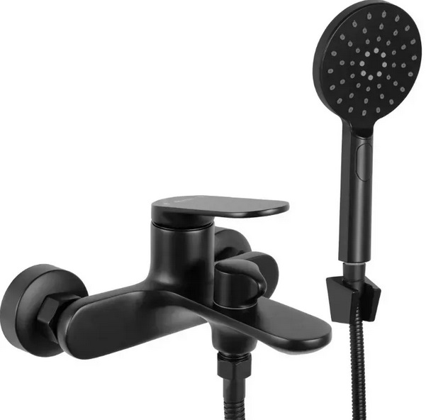 Смеситель для ванной Rea Marco однорычажный с душевым гарнитуром черный REA-B5941