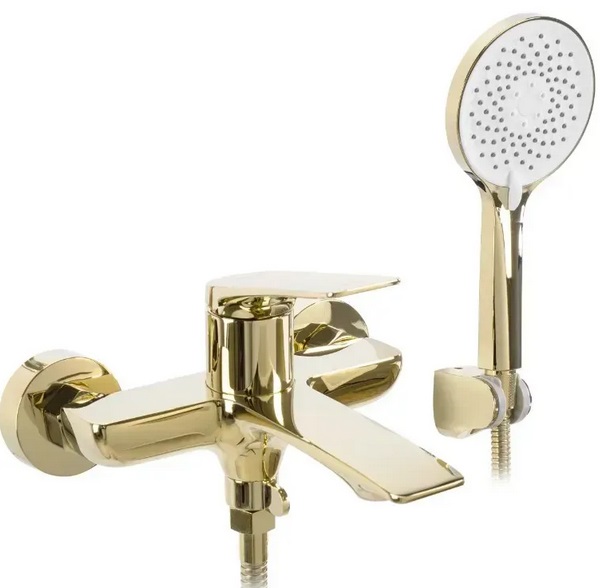 Смеситель для ванной Rea Avalon однорычажный с душевым гарнитуром золото REA-B1129