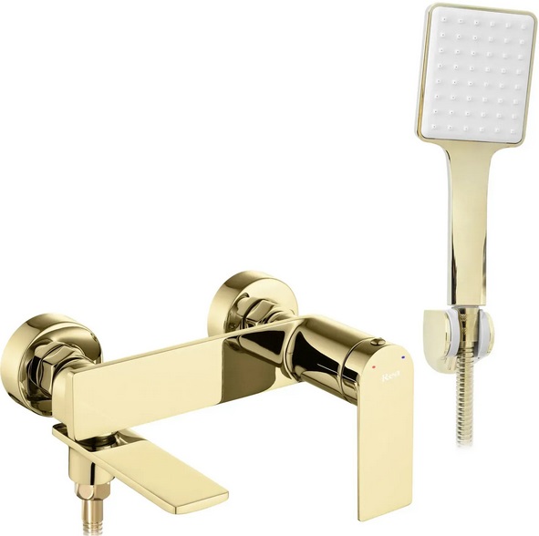 Смеситель для ванной Rea Storm однорычажный с душевым гарнитуром золото REA-B9985