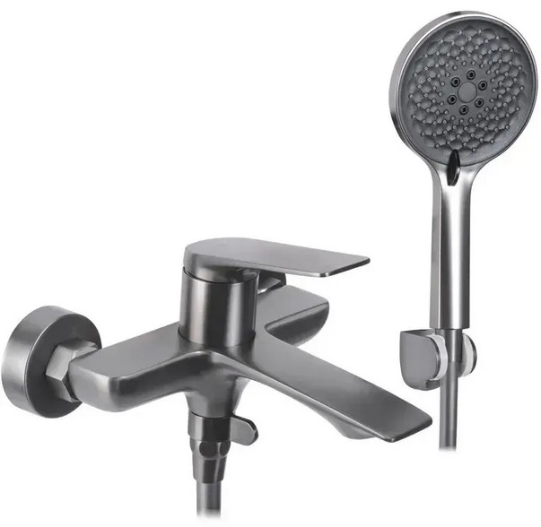 Змішувач для ванної кімнати Rea Avalon одноважільний з душовим гарнітуром графіт REA-B2706