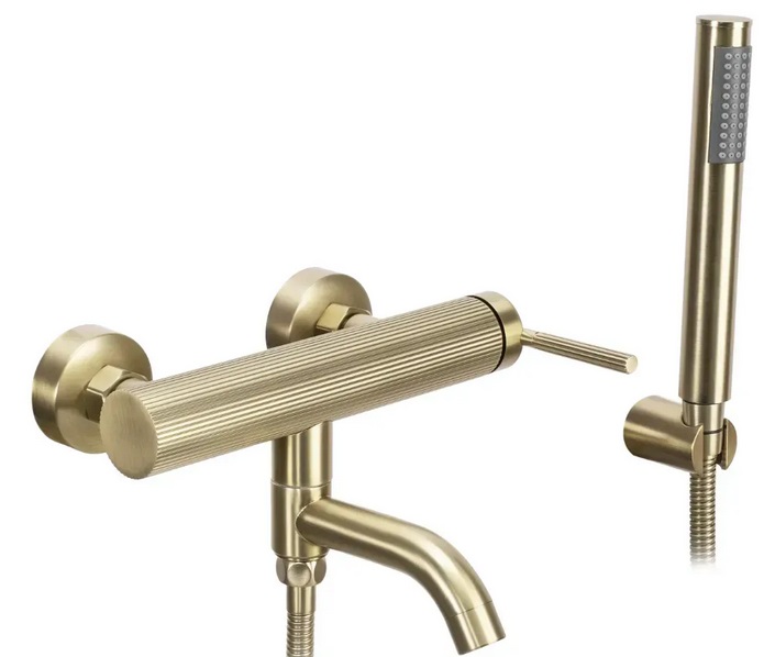 Змішувач для ванної кімнати Rea Argon одноважільний з душовим гарнітуром матове золото REA-B7804