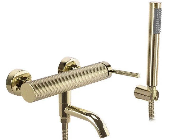 Смеситель для ванной Rea Argon однорычажный с душевым гарнитуром золото REA-B7805