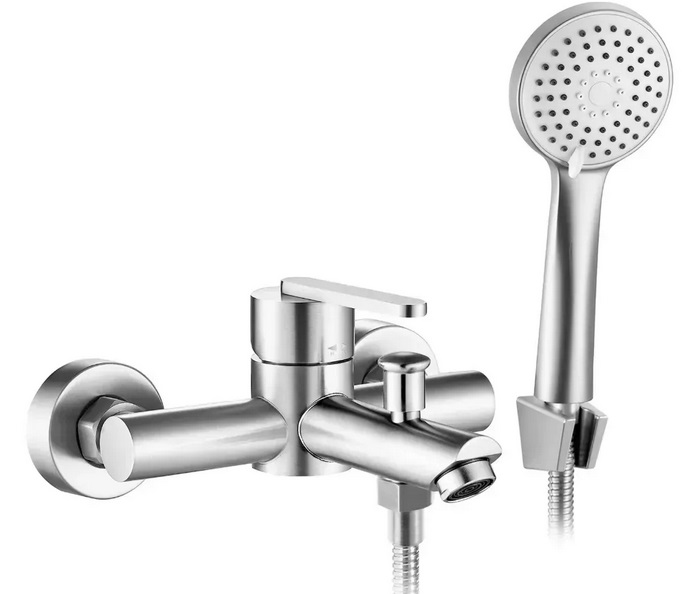 Смеситель для ванной Rea Ontario однорычажный с душевым гарнитуром никель REA-B5514
