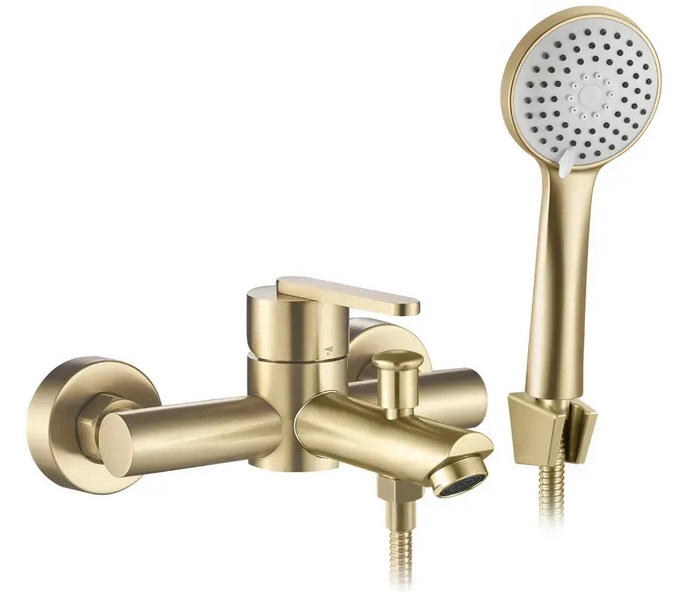Смеситель для ванной Rea Ontario однорычажный с душевым гарнитуром матовое золото REA-B5513