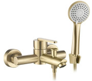 Смеситель для ванной Rea Ontario однорычажный с душевым гарнитуром матовое золото REA-B5513