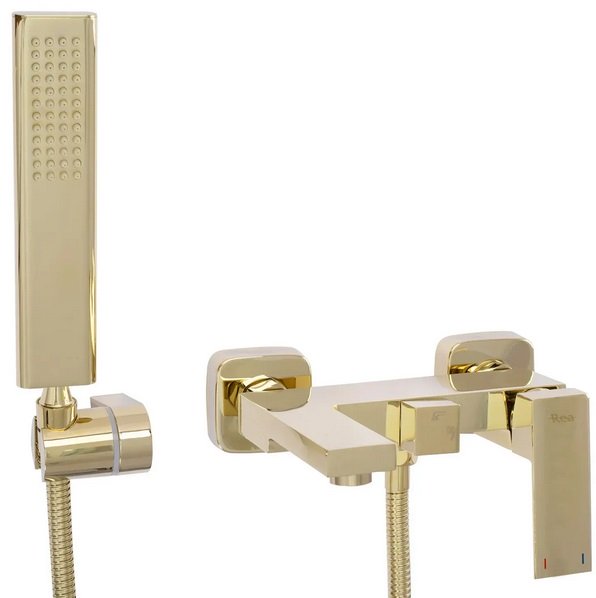 Смеситель для ванной Rea Fenix однорычажный с душевым гарнитуром золото REA-B5666