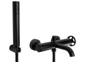 Смеситель для ванной Rea Vertigo одновентильный с душевым гарнитуром черный REA-B9669