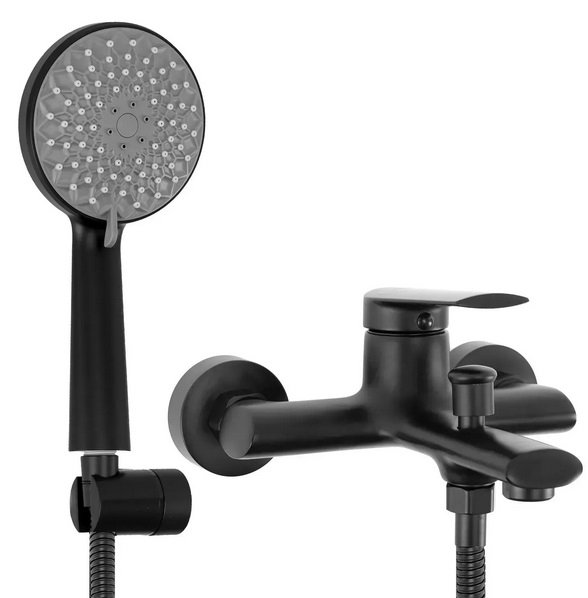 Смеситель для ванной Rea Buzz однорычажный с душевым гарнитуром черный REA-B3421
