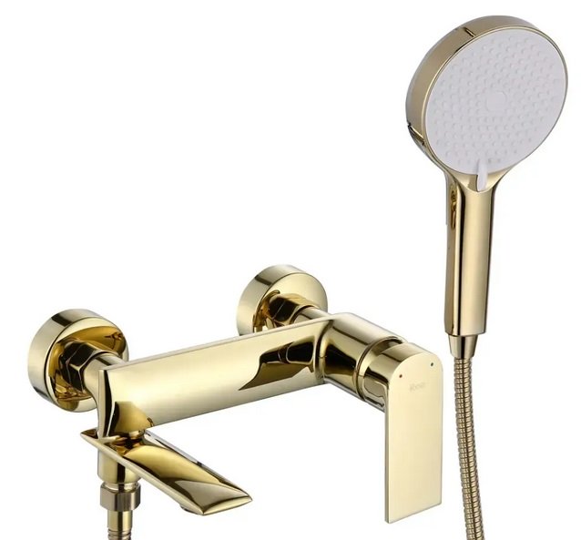 Змішувач для ванної кімнати Rea Veneta одноважільний з душовим гарнітуром золото REA-B6422