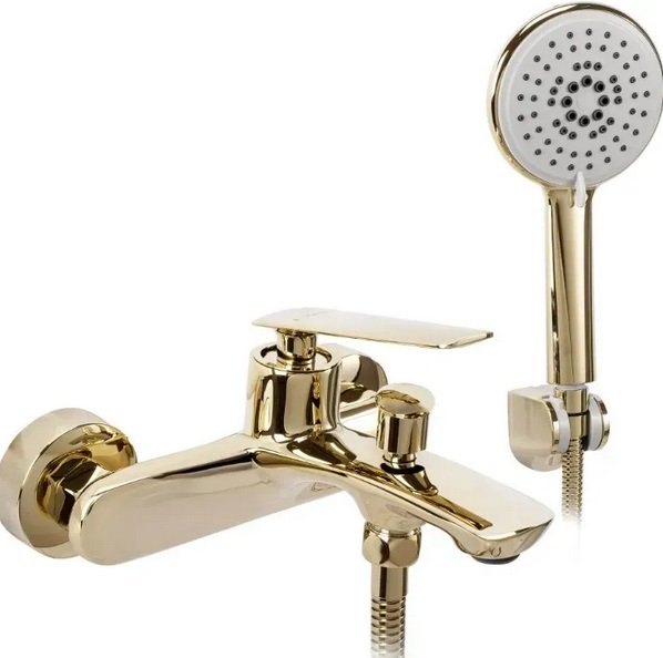 Змішувач для ванної Rea Jager одноважільний із душовим гарнітуром золото REA-B0699