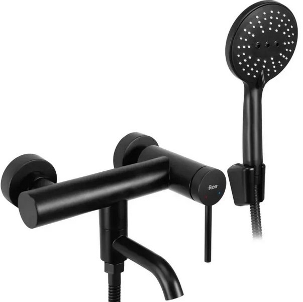 Змішувач для ванної кімнати Rea Clif одноважільний з душовим гарнітуром чорний REA-B4240