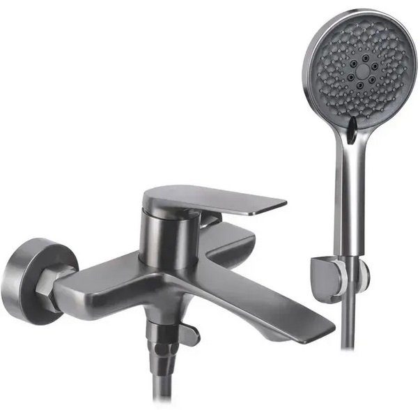 Смеситель для ванной Rea Avalon однорычажный с душевым гарнитуром графит REA-B2706