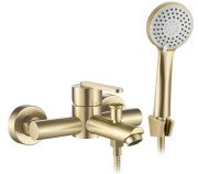 Смеситель для ванной Rea Ontario однорычажный с душевым гарнитуром матовое золото REA-B5513