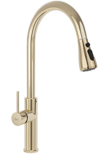 Змішувач для кухні Rea Nest одноважільний з висувною лійкою золото REA-B2058