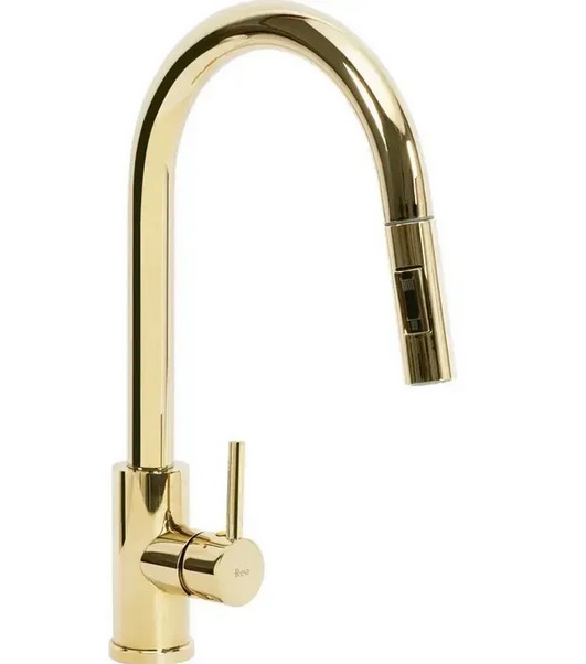Змішувач для кухні Rea Fresh одноважільний з висувною лійкою золото REA-B0669