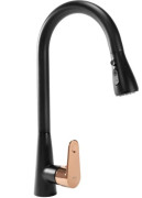Смеситель для кухни Rea Mild однорычажный с выдвижной лейкой черный/розовое золото REA-B4801