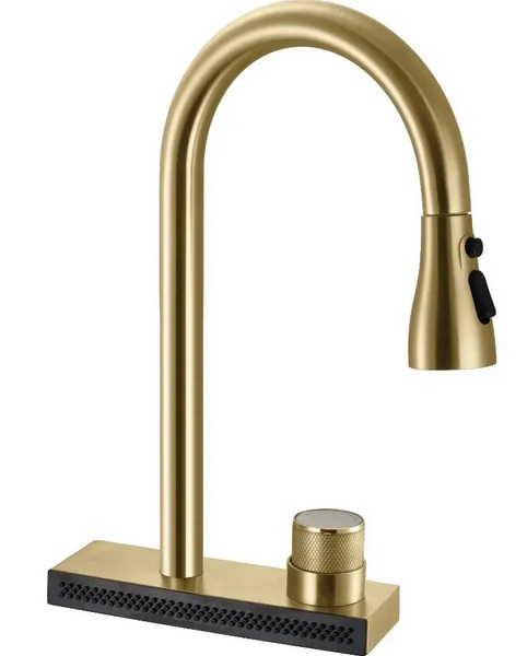 Смеситель для кухни Rea Conor одновентильный с выдвижной лейкой матовое золото REA-B6312