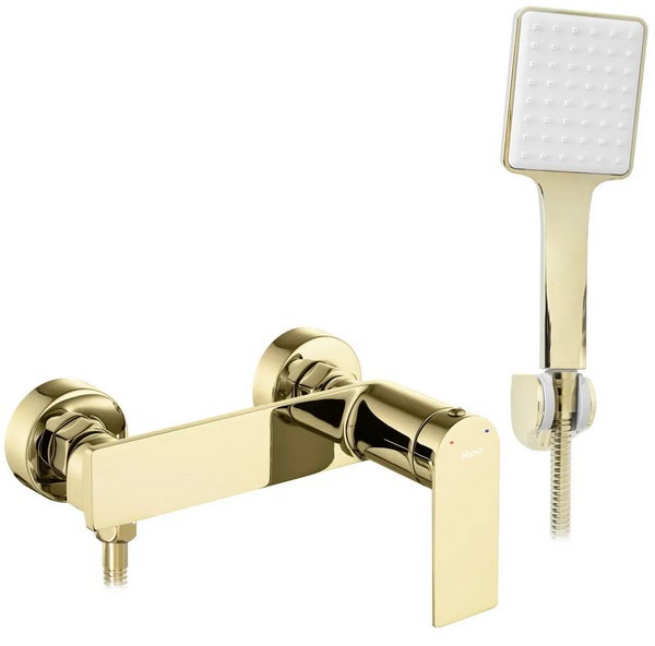 Змішувач для душу Rea Storm із душовим гарнітуром золото REA-B9984