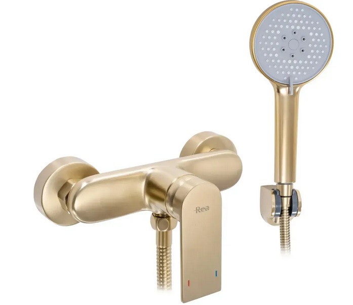 Змішувач для душу Rea Verso із душовим гарнітуром матове золото REA-B6566