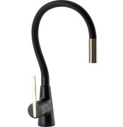 Змішувач для кухні Rea Icon одноважільний з висувною лійкою чорний/золото REA-B5682