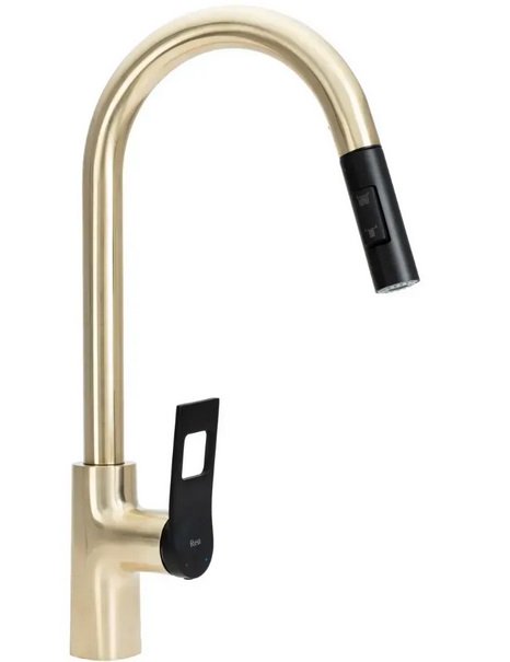 Смеситель для кухни Rea Soul однорычажный с выдвижной лейкой матовое золото REA-B6205
