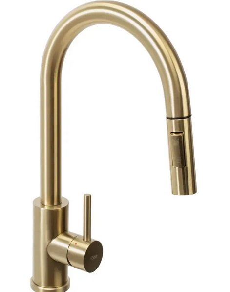 Смеситель для кухни Rea Fresh однорычажный с выдвижной лейкой матовое золото REA-B9148