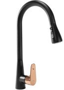 Смеситель для кухни Rea Mild однорычажный с выдвижной лейкой черный/розовое золото REA-B4801