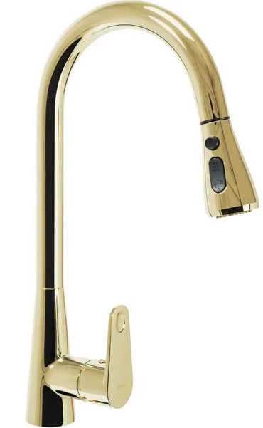 Змішувач для кухні Rea Mild одноважільний з висувною лійкою золото REA-B4802