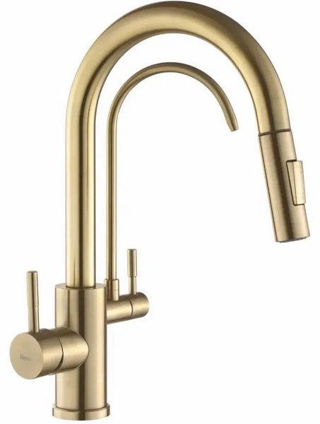 Смеситель для кухни Rea Eco Fresh под фильтр с выдвижной лейкой матовое золото REA-B7596