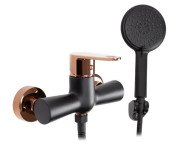 Смеситель для душа Rea Mild с душевым гарнитуром черный/розовое золото REA-B9149