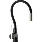 Змішувач для кухні Rea Icon одноважільний з висувною лійкою чорний/золото REA-B5682