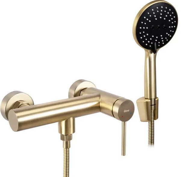 Змішувач для душу Rea Foss із душовим гарнітуром матове золото REA-B5113