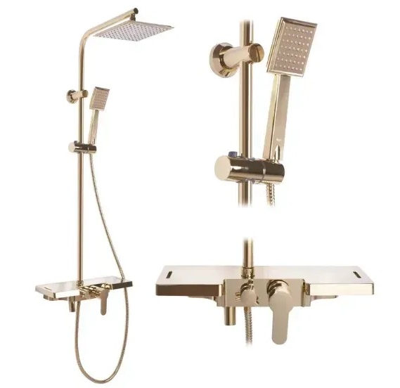 Душевая система Rea Bravo со смесителем золото REA-P4120