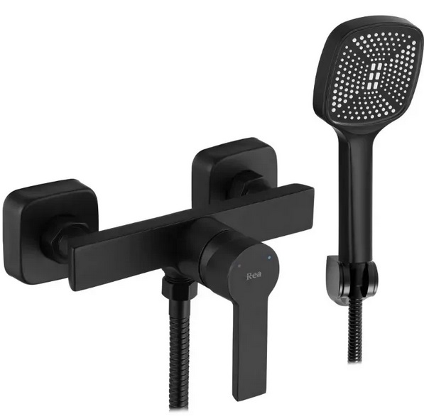 Смеситель для душа Rea Argus с душевым гарнитуром черный матовый REA-B6406