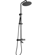 Душевая стойка для ванны Rea Lungo с термостатом черный глянцевый REA-P8763