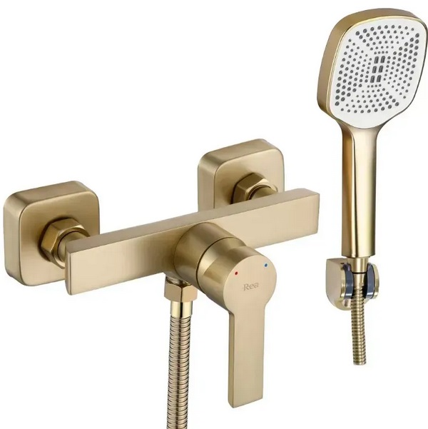 Змішувач для душу Rea Argus із душовим гарнітуром матове золото REA-B6413