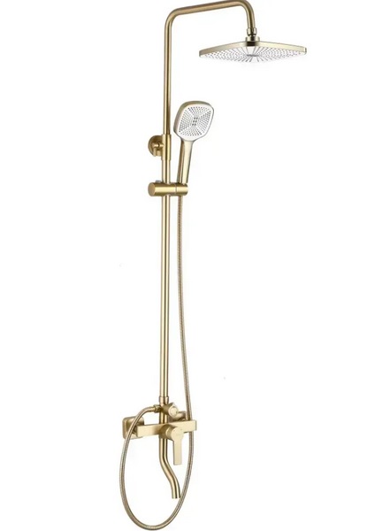 Душевая стойка для ванны Rea Argus со смесителем матовое золото REA-P7841