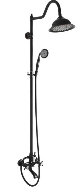 Душова стійка для ванни Rea Bergamo із змішувачем чорний REA-P5001